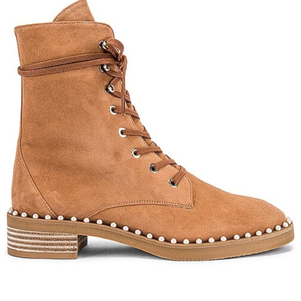 SUMMER STYLE:: SW Tan Suede Ankle Boots w/pearls